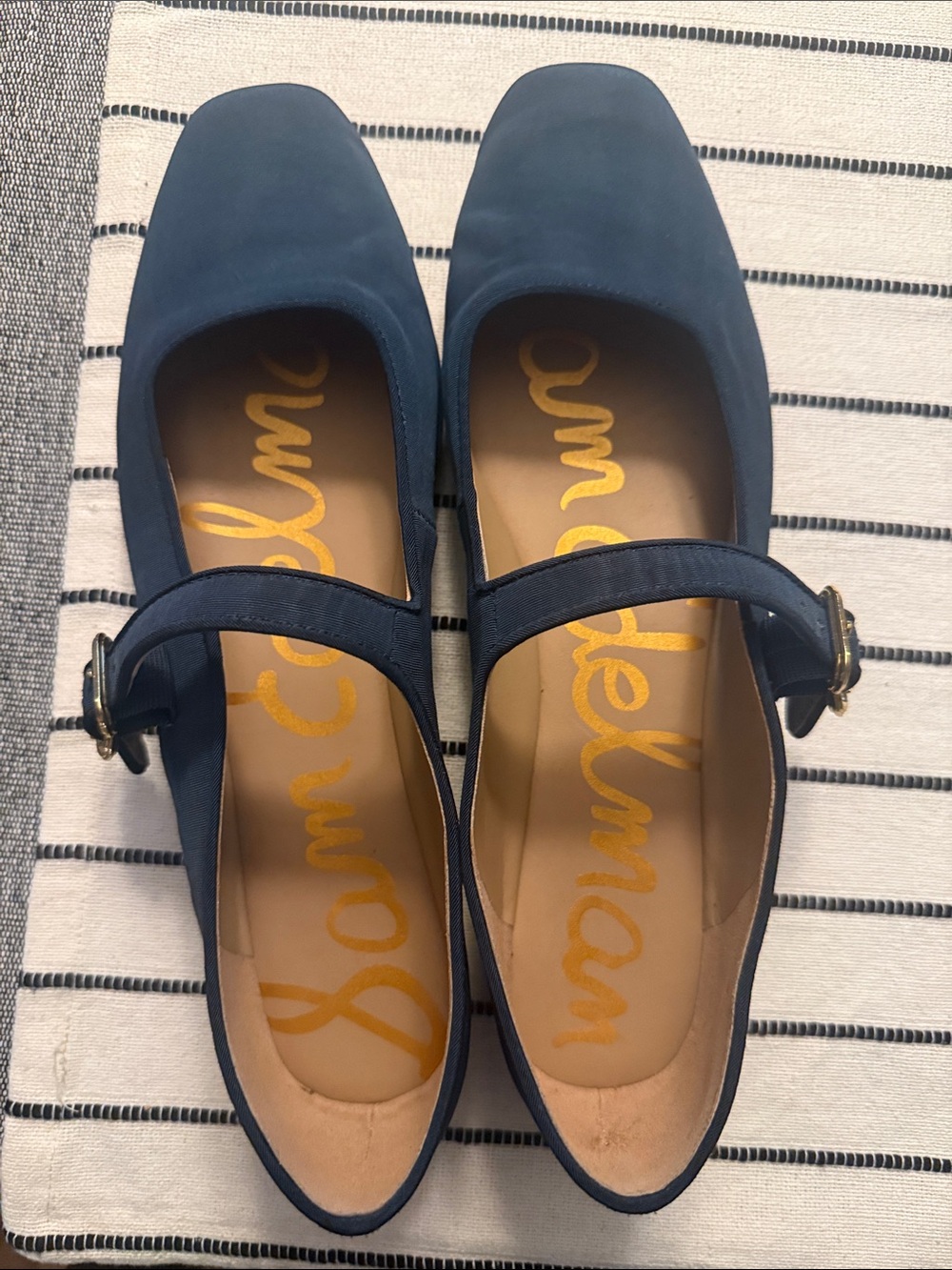 Sam Edelman Navy Blue Mary Jane Flats with Buckle Strap